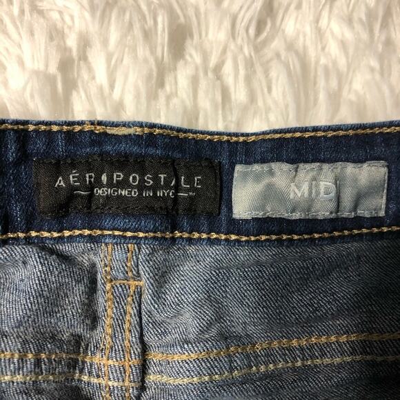 AERO • Blue Jean Distressed Mini Denim Shorts • Sz 0 - Picture 6 of 8